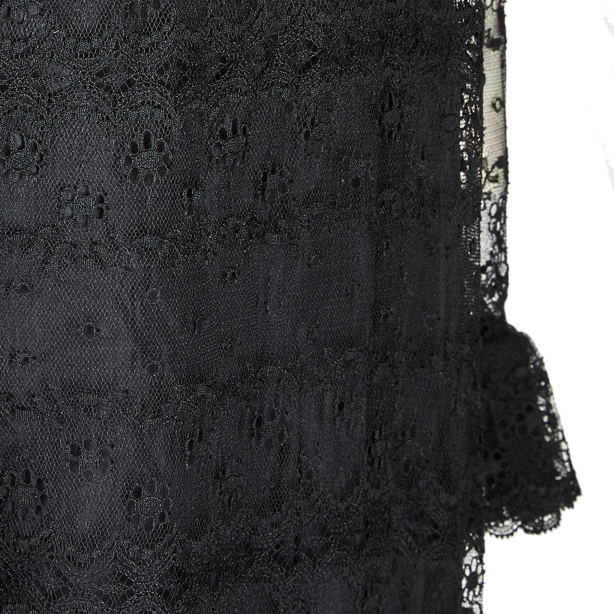 1971 Documented Madame Gres Haute Couture Black Silk & Lace Dress
