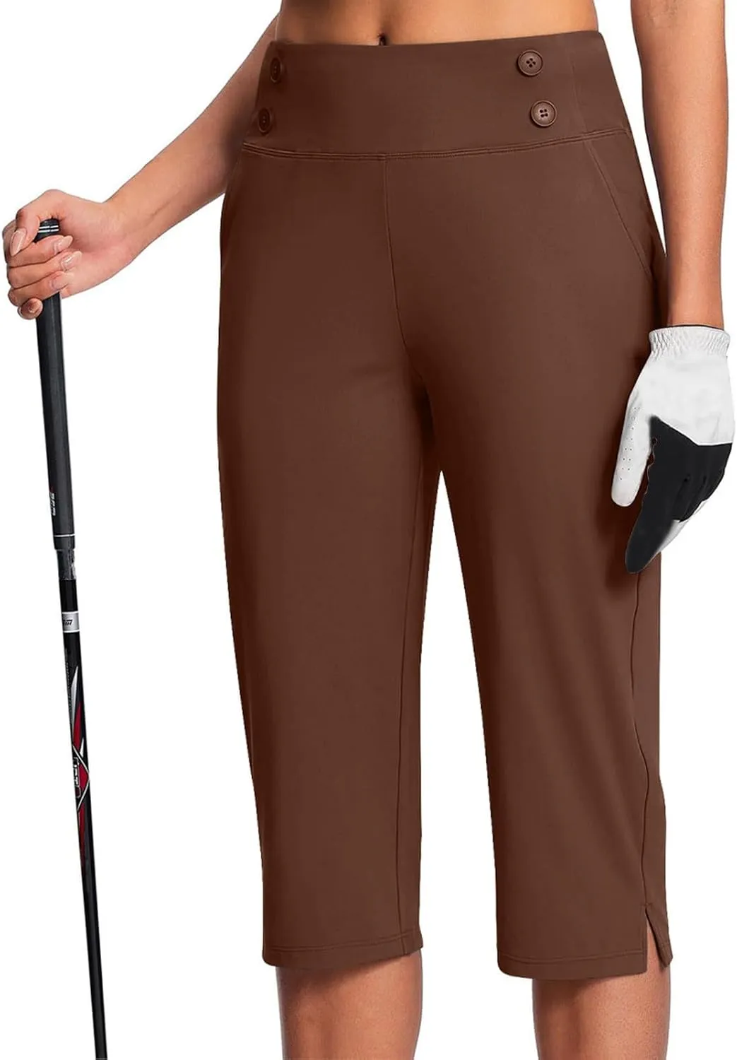 2025 Capri Pants for Women Petite Length High Waist Tummy Control Cropped Pants Dressy Trousers with Pockets