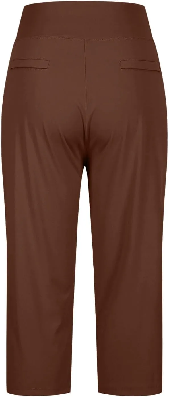 2025 Capri Pants for Women Petite Length High Waist Tummy Control Cropped Pants Dressy Trousers with Pockets