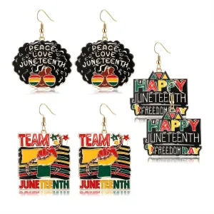 3Pairs African Earrings Enamel Painted African Map Earrings Afro Black Hair Africa Heart Sign Earrings for Women Girls Ethic Drop Dangle Earrings Set