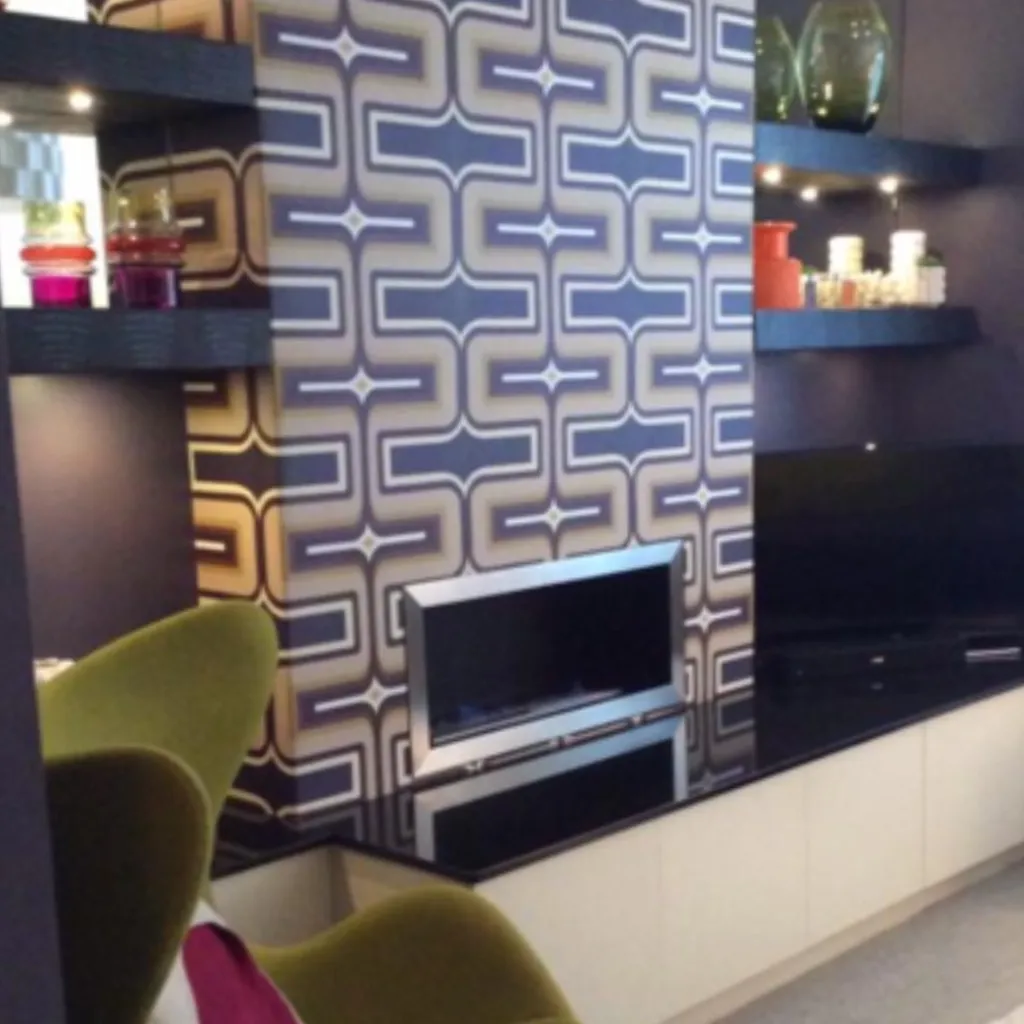 70s Geometric Charcoal   Olive