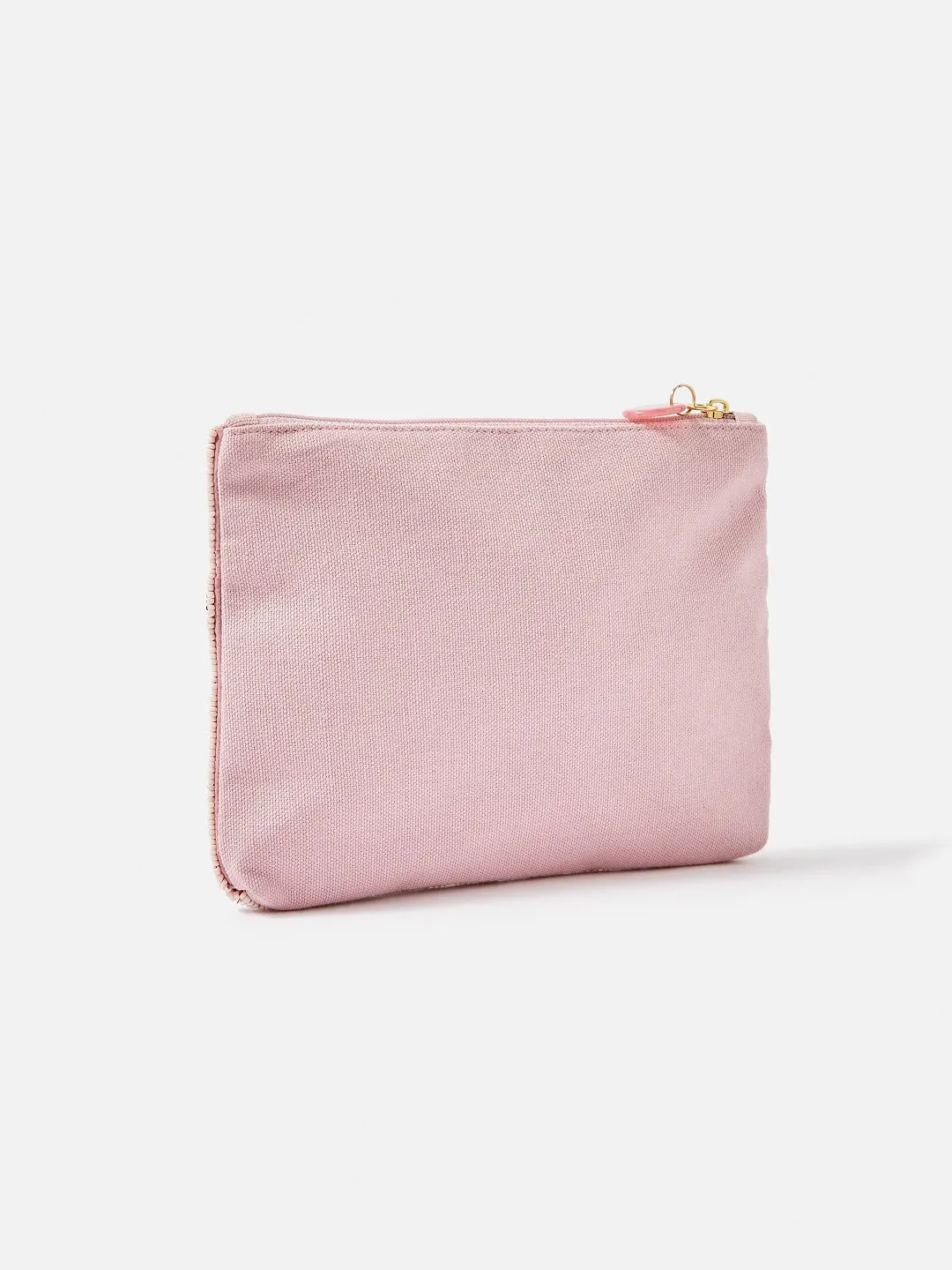 Accessorize London Women's Beaded Pink Floral Embellished Pouch Make Up Bag
