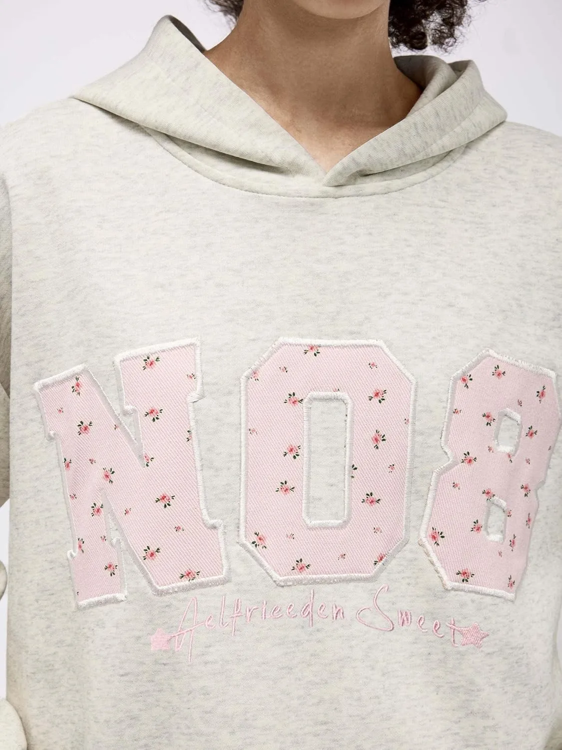 Aelfric Eden Womens Oversized Graphic Hoodies Y2k Flower Embroidery Number Print Pullover Hooded Sweatshirt Unisex