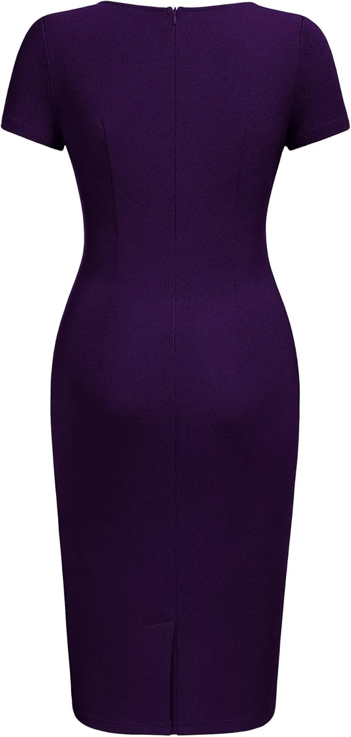 AISIZE Women's Classic Keyhole Neck Wrap Cocktail Party Sheath Dress