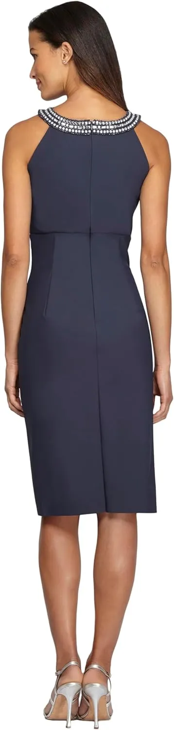 Alex Evenings Women's Short Sheath Slimming Stretch Halter Neck Dress