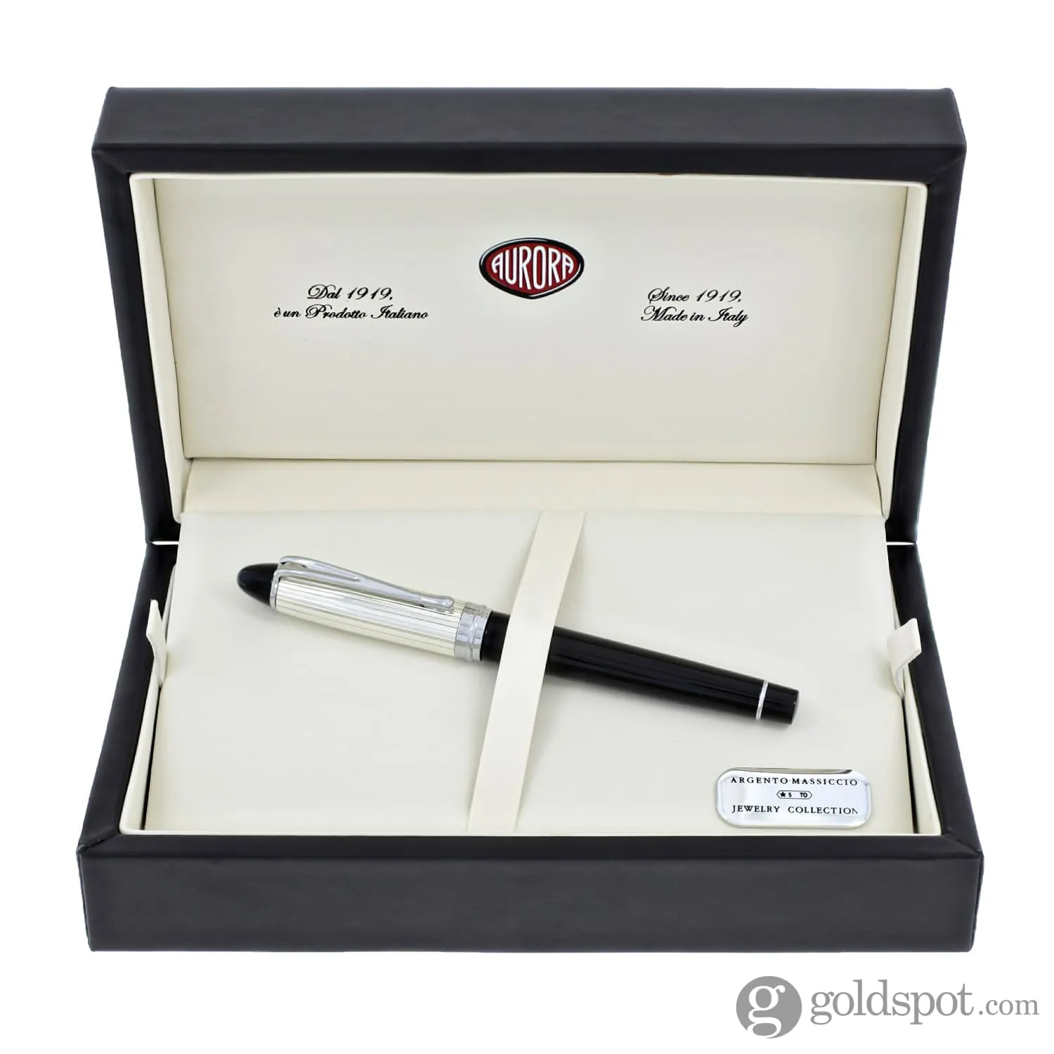 Aurora Deluxe Ipsilon Fountain Pen in Black and Sterling Silver Cap