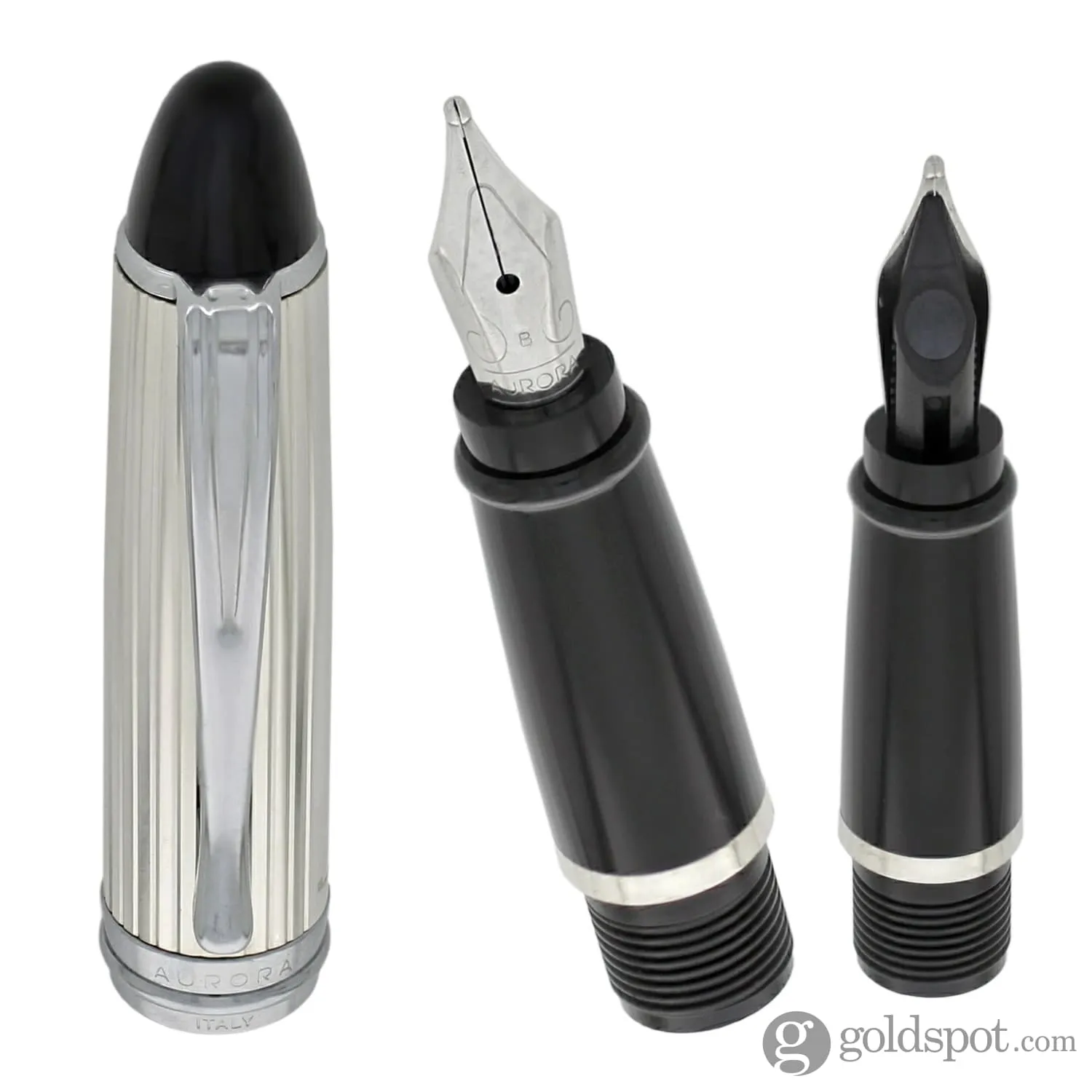 Aurora Deluxe Ipsilon Fountain Pen in Black and Sterling Silver Cap