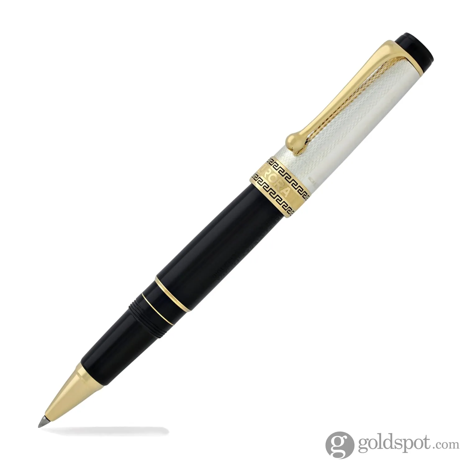Aurora Optima Rollerball Pen Black Barrel with Solid Silver Cap