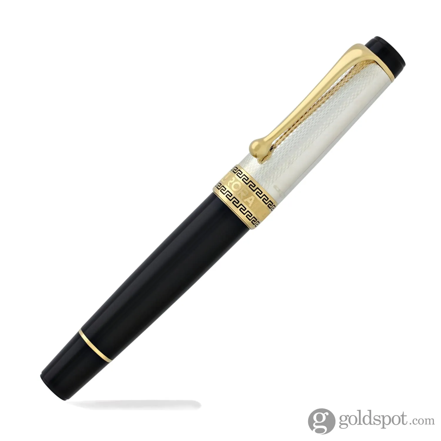 Aurora Optima Rollerball Pen Black Barrel with Solid Silver Cap