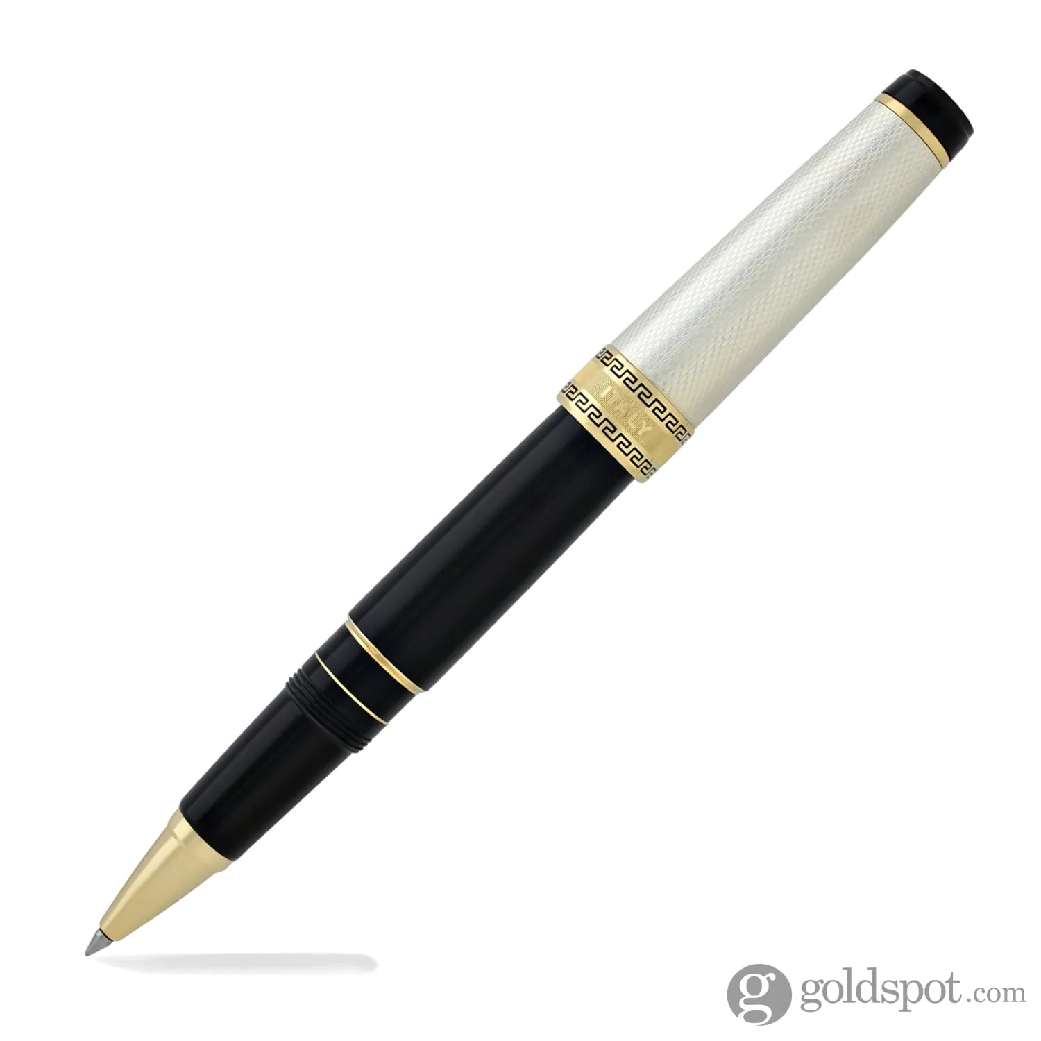 Aurora Optima Rollerball Pen Black Barrel with Solid Silver Cap