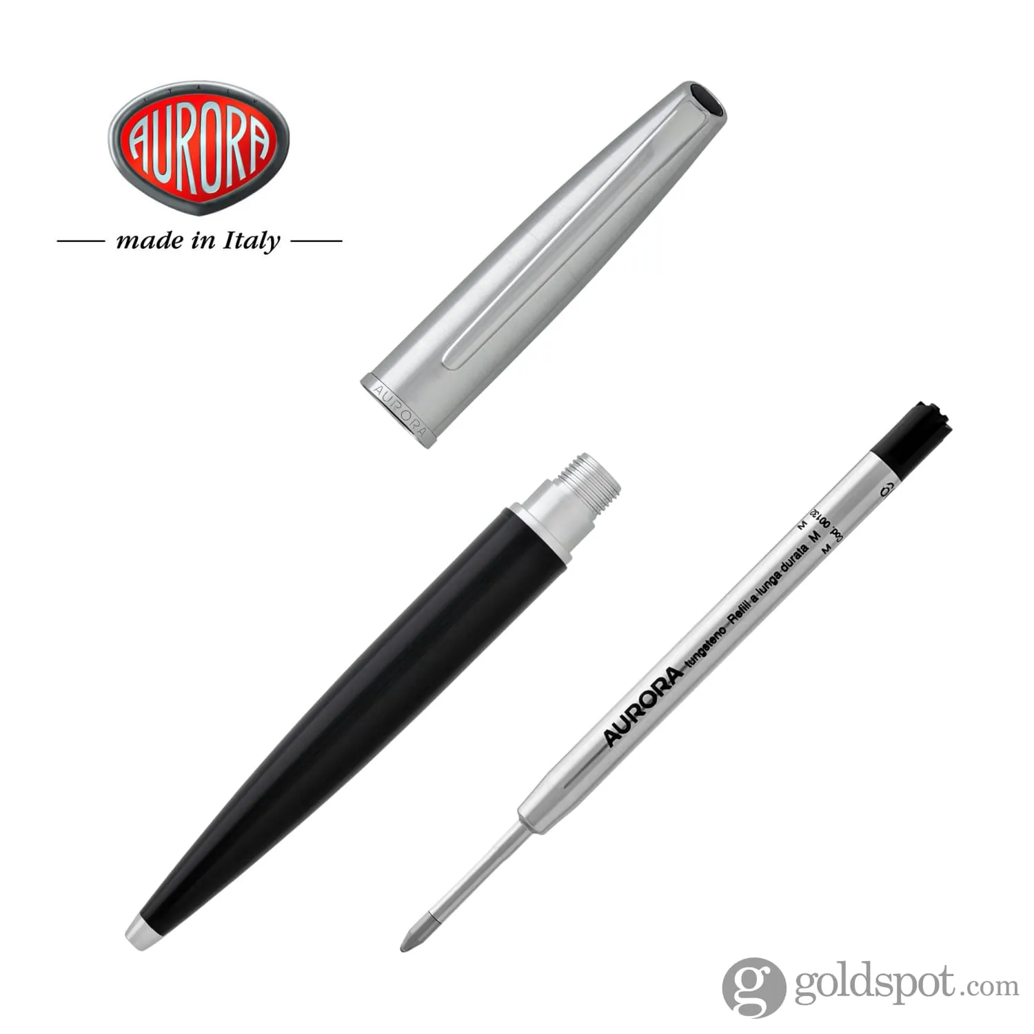 Aurora Style Ballpoint Pen in Black with Chrome Cap