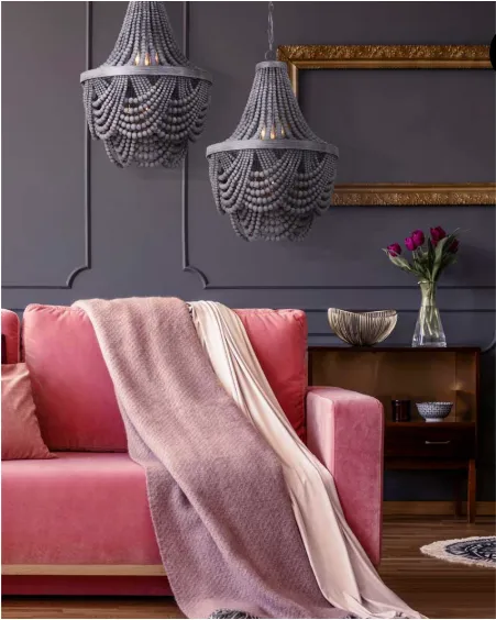 Canarm ICH1001A06BGY18 Kipling Wood Beaded Chandelier