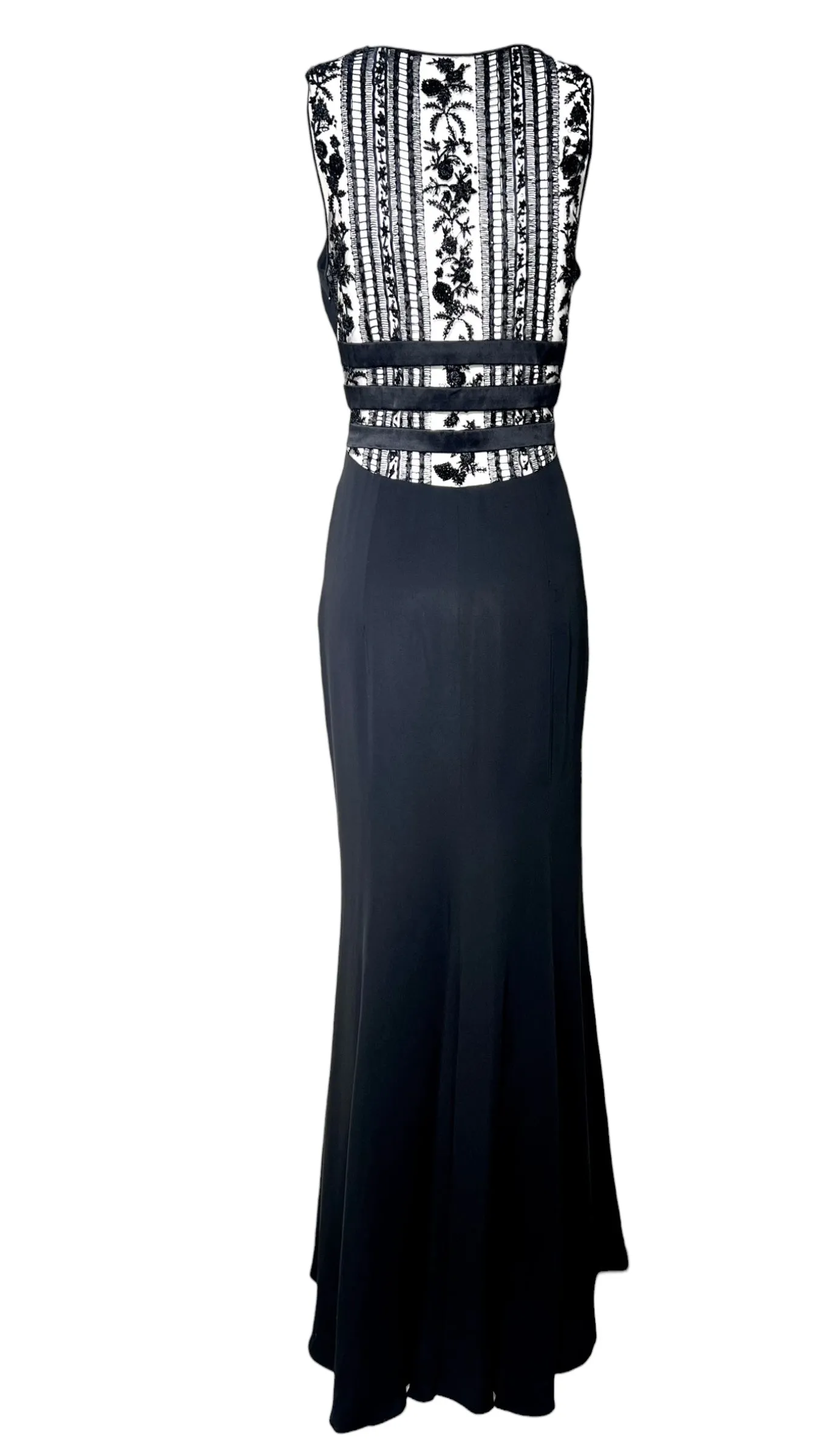 Caroline Herrera 2000s Black Gown with Sheer Beaded Back