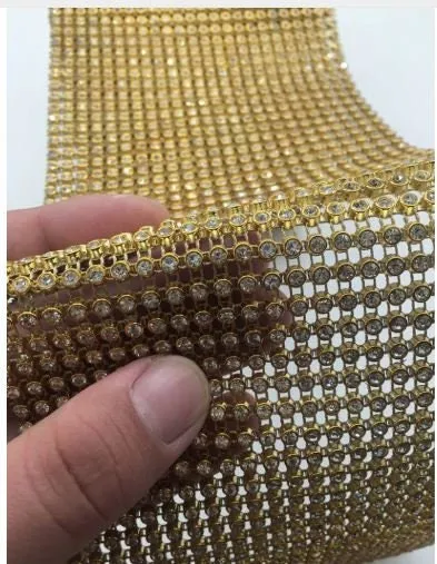 Clear crystal ribbon, 1yard. GLASS CLEAR STONES, gold or silver by Crystal wedding uk