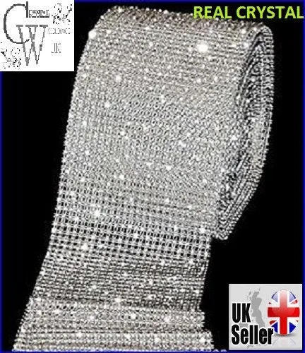 Clear crystal ribbon, 1yard. GLASS CLEAR STONES, gold or silver by Crystal wedding uk