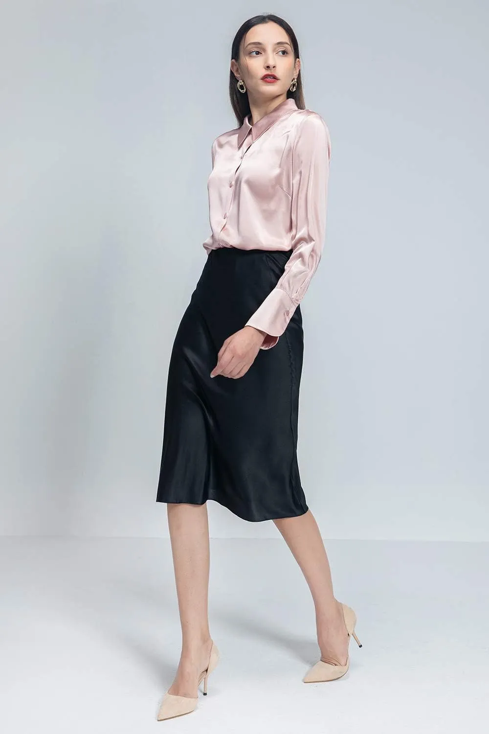 COLD POSH Silk Blouses for Women Elegant Tops Summer Spring Shirts Mulberry Silk Button Down Shirt