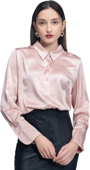 COLD POSH Silk Blouses for Women Elegant Tops Summer Spring Shirts Mulberry Silk Button Down Shirt