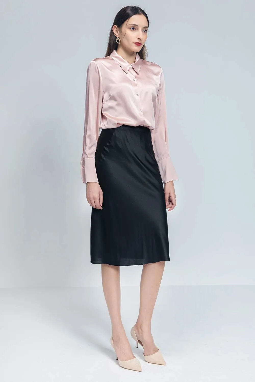 COLD POSH Silk Blouses for Women Elegant Tops Summer Spring Shirts Mulberry Silk Button Down Shirt