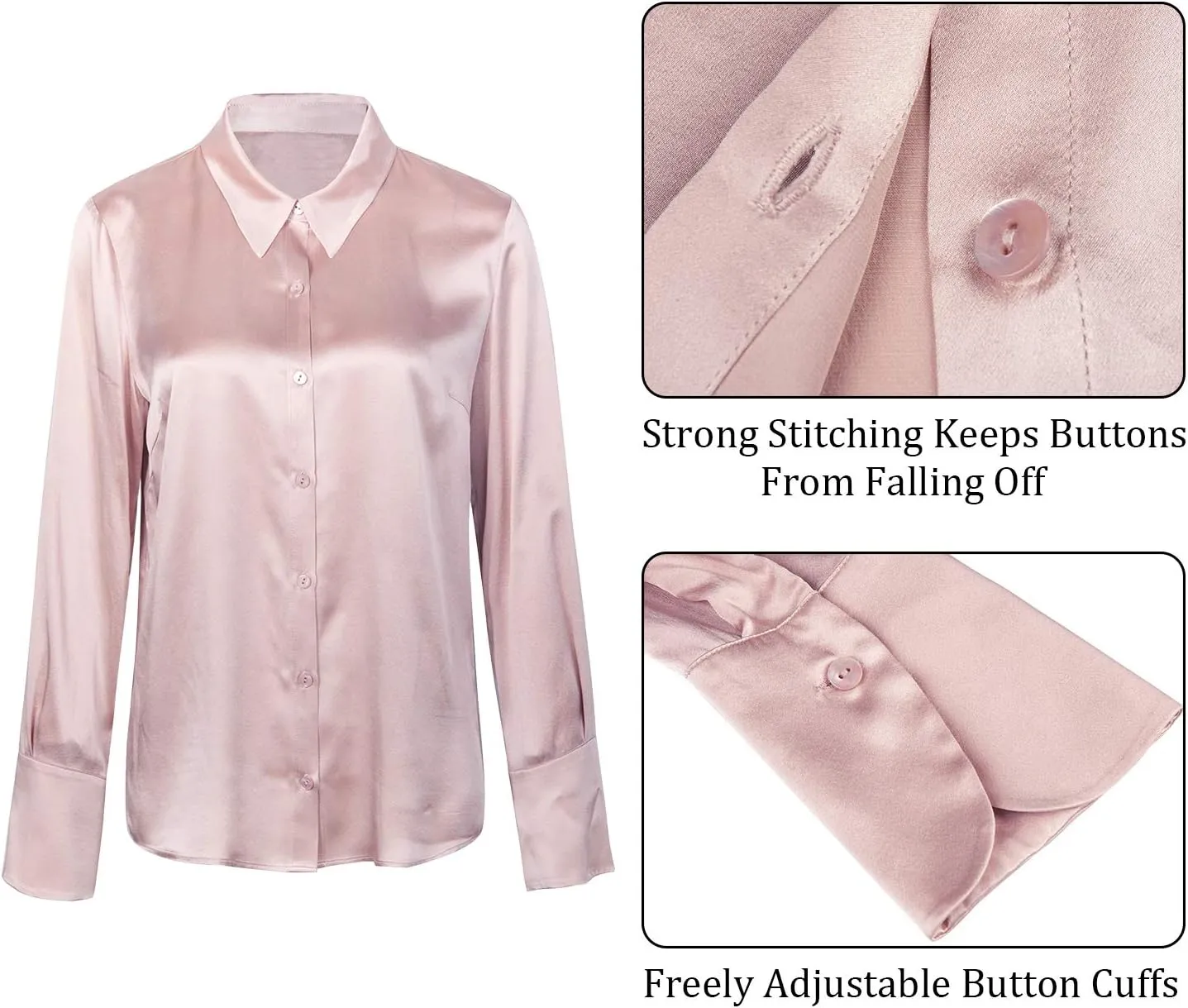 COLD POSH Silk Blouses for Women Elegant Tops Summer Spring Shirts Mulberry Silk Button Down Shirt