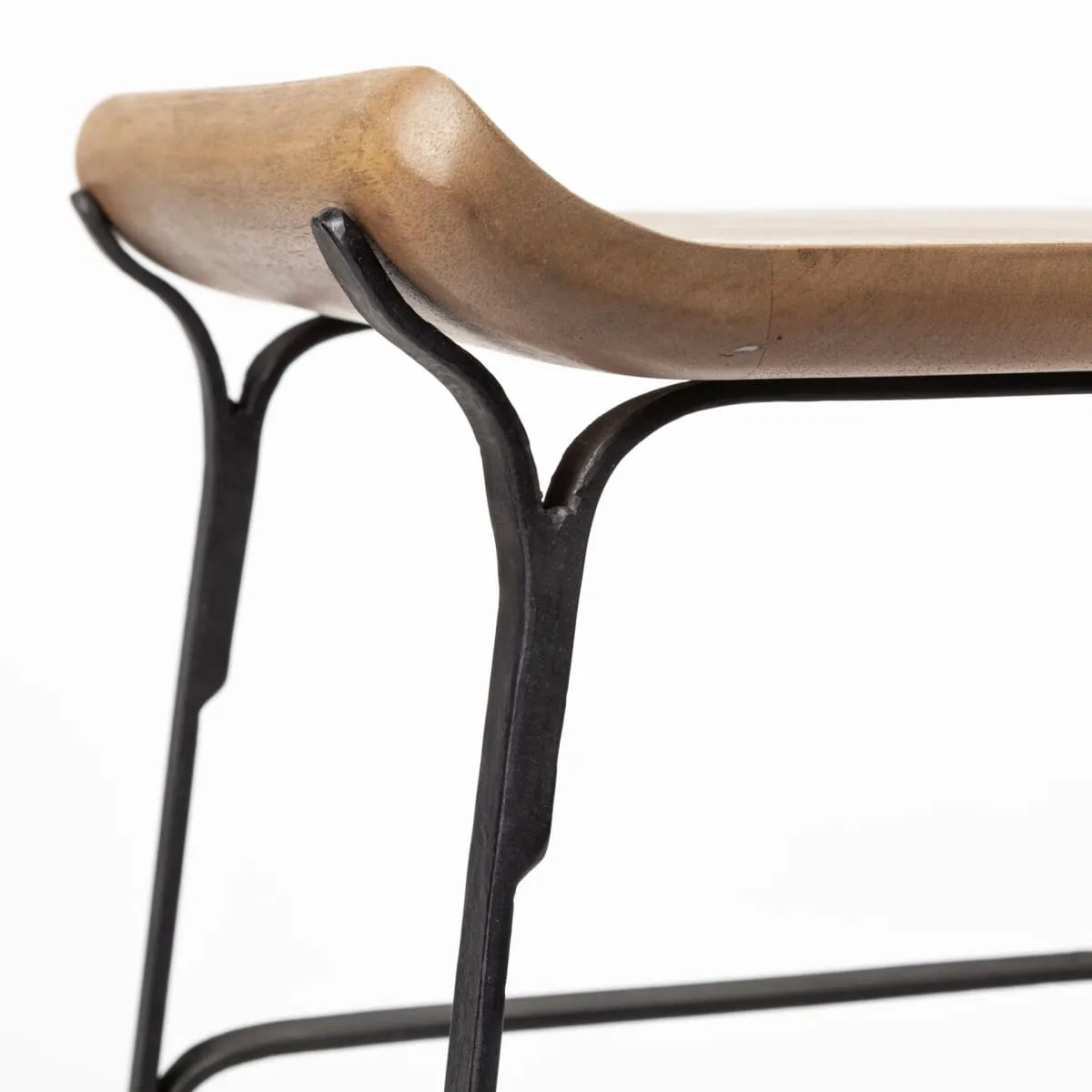 Conan Bar Counter Stool Brown Wood | Black Metal | Counter