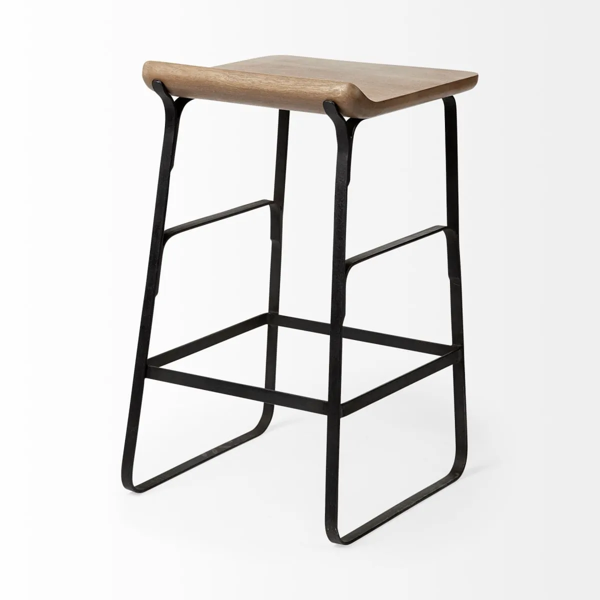 Conan Bar Counter Stool Brown Wood | Black Metal | Counter