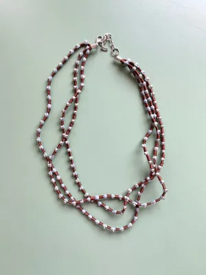 Costume Thread Pearl Necklace (Brown And Blue) (Vintage)