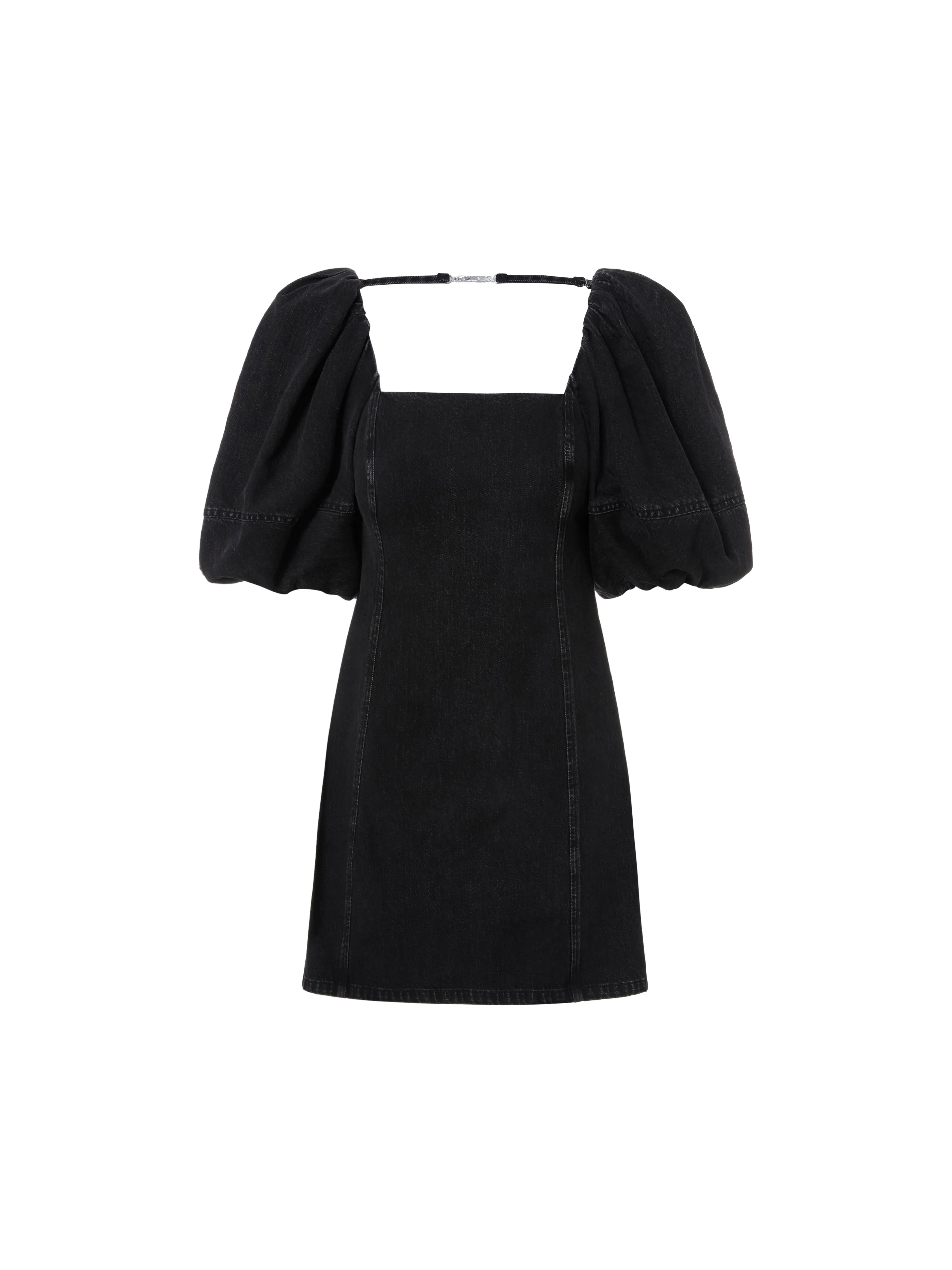 Cotton Puff Sleeve Denim Dress