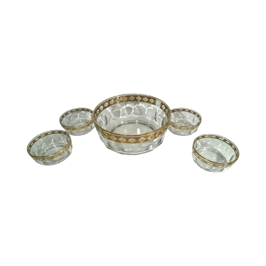 Culver Mid-Century Valencia Green 22-Karat Gold 5-Piece Salad Set