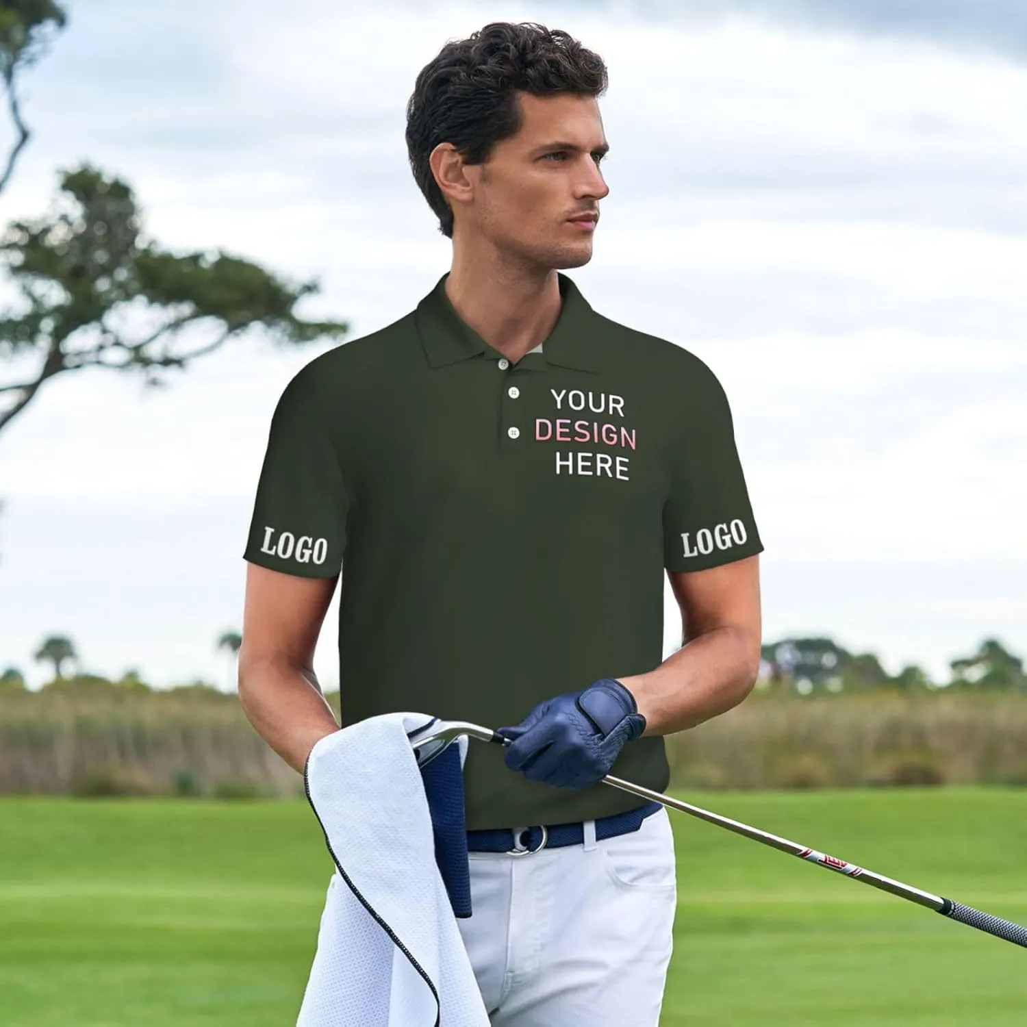 Custom Polo Shirt for Men Design Your Own Personalized Golf T Shirts Tee Front Print Text Photo Logo Name