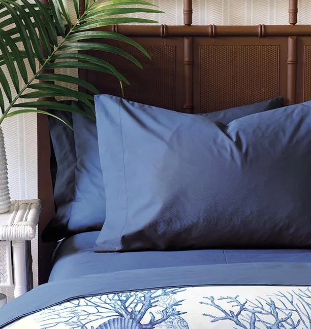 Deep Azure Cotton Percale Sheet Set