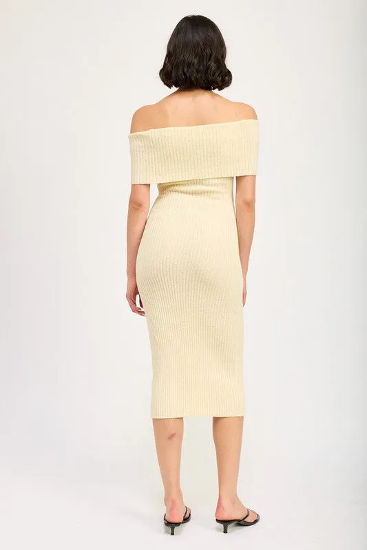 Emory Park Off Shoulder BODYCON MIDI DRESS