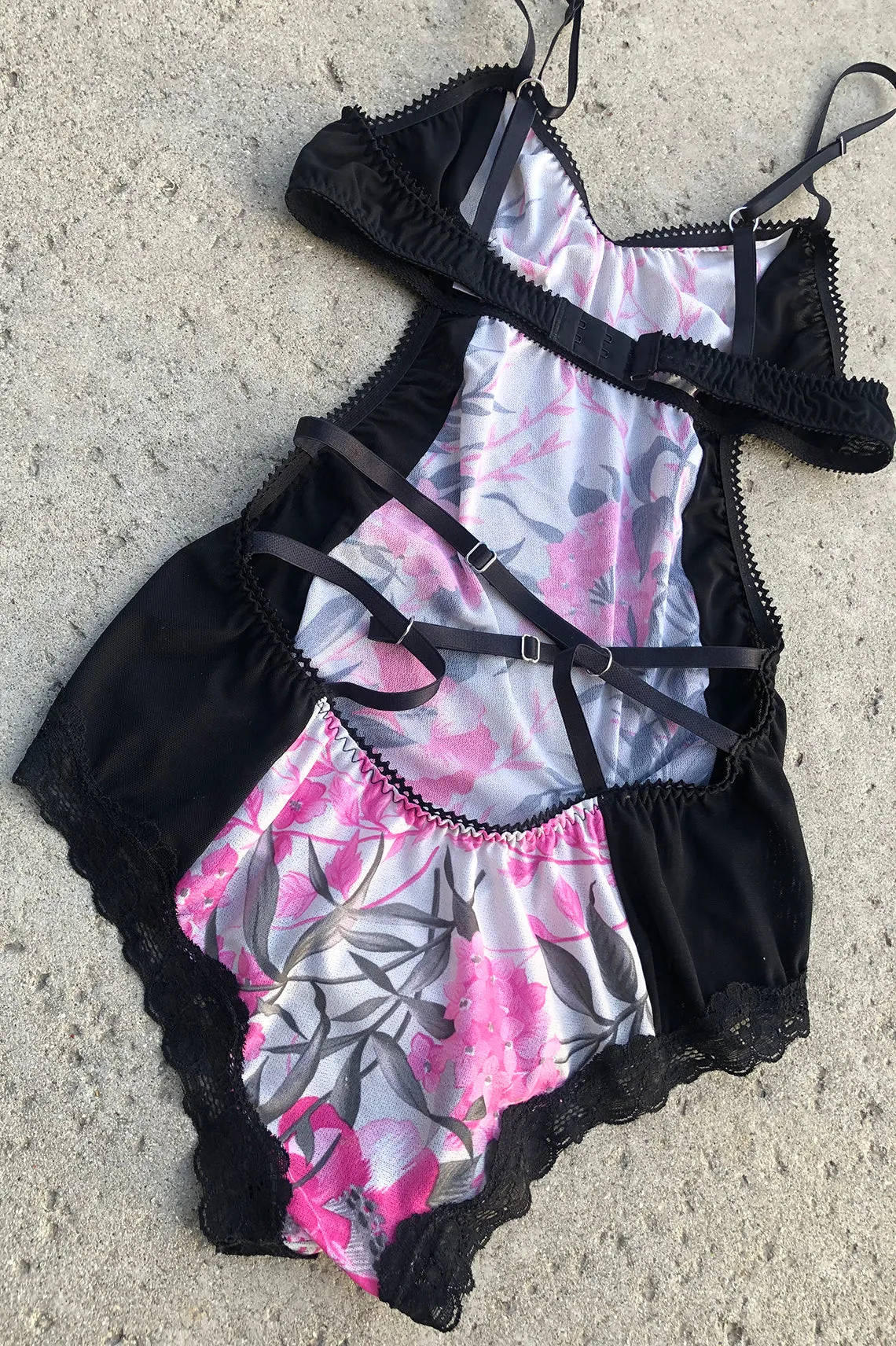 Eternal Daze Bodysuit in Vintage Pink and Grey Floral