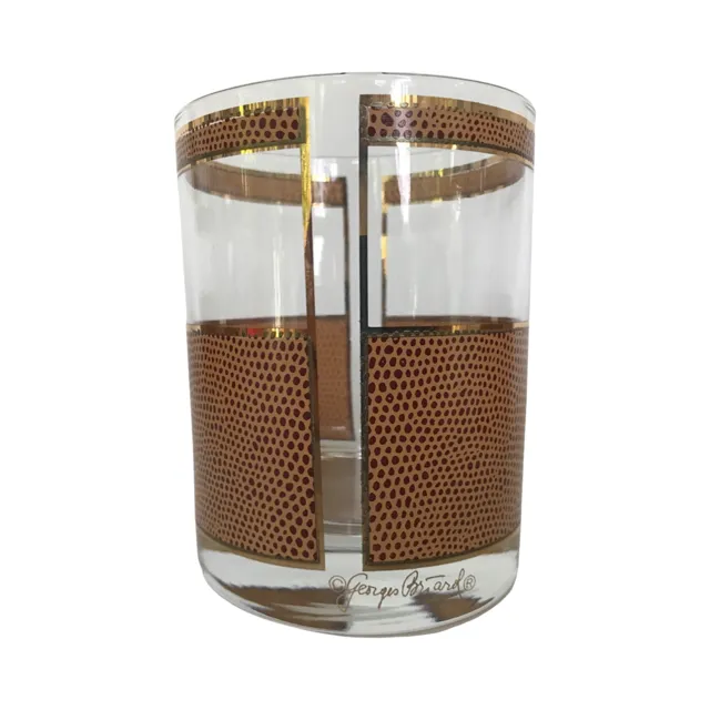 Georges Briard Signed Mid-Century Snakeskin Double Old Fashion Glasses (Set of 4)