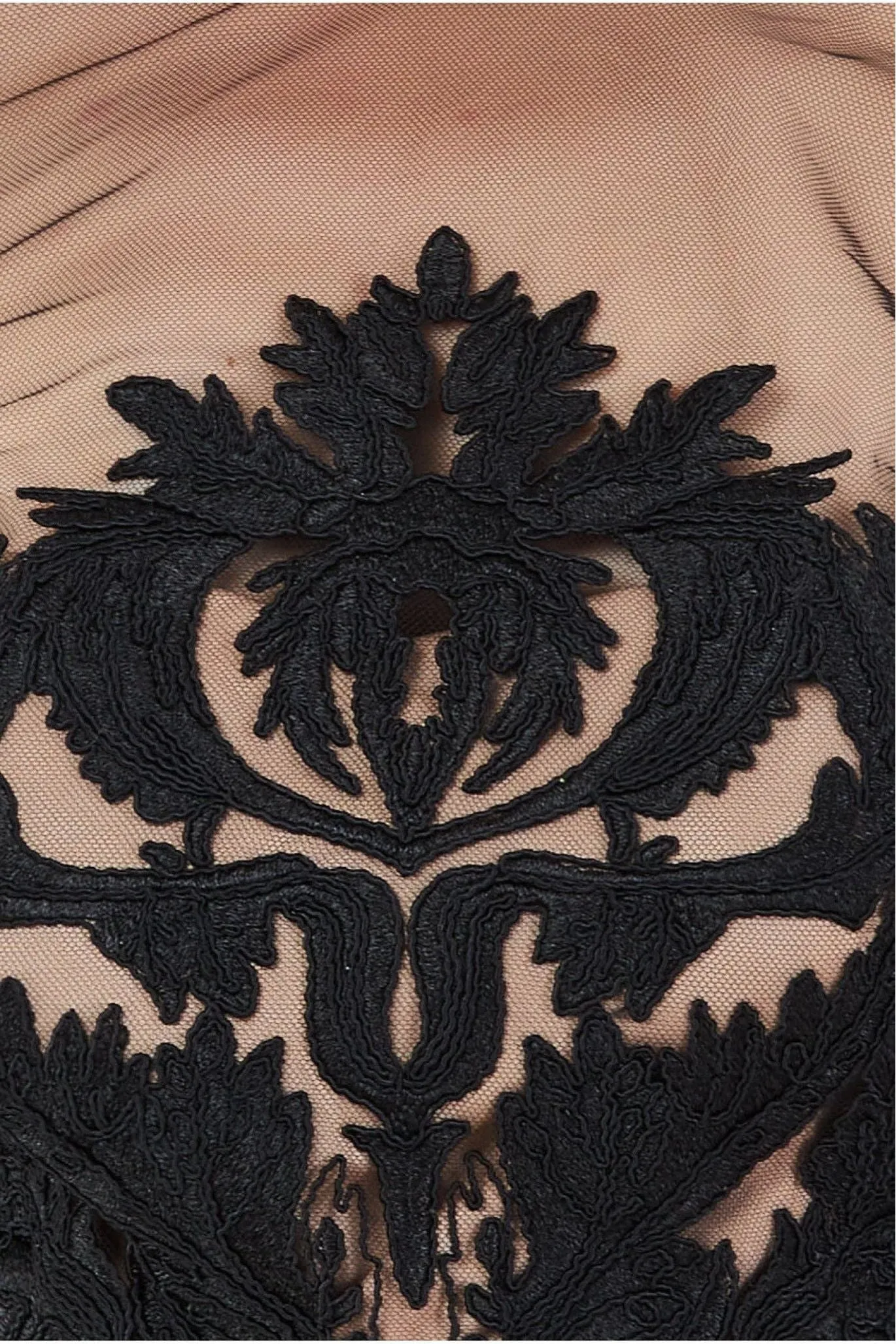 Goddiva Embroidered Mesh & Scuba Midi Dress - Black
