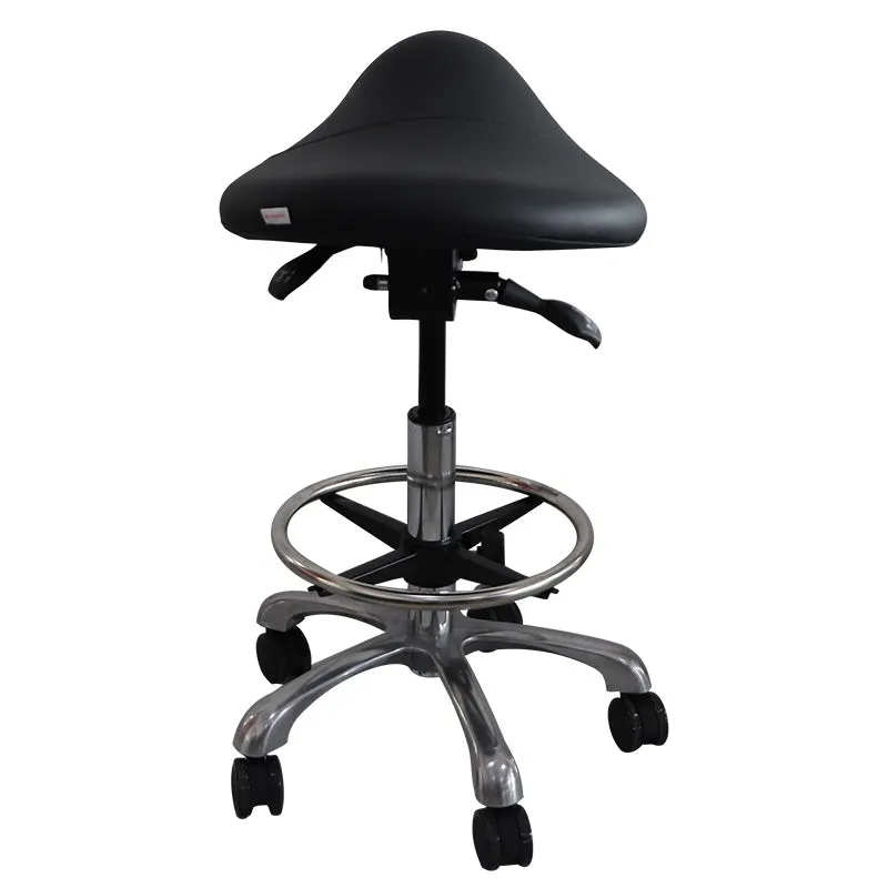 Hydraulic Saddle Shape Rolling Stool with Tilt-able Seat & FootRest