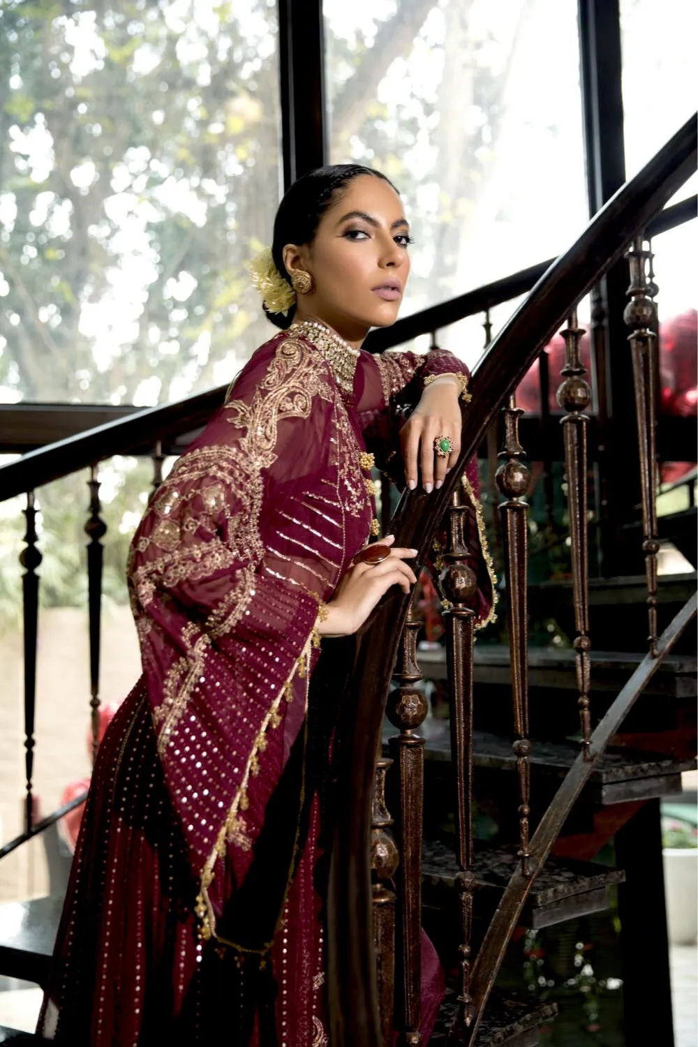 Ittehad Wedding Chiffon Collection 2021 – Borgundy Sienna