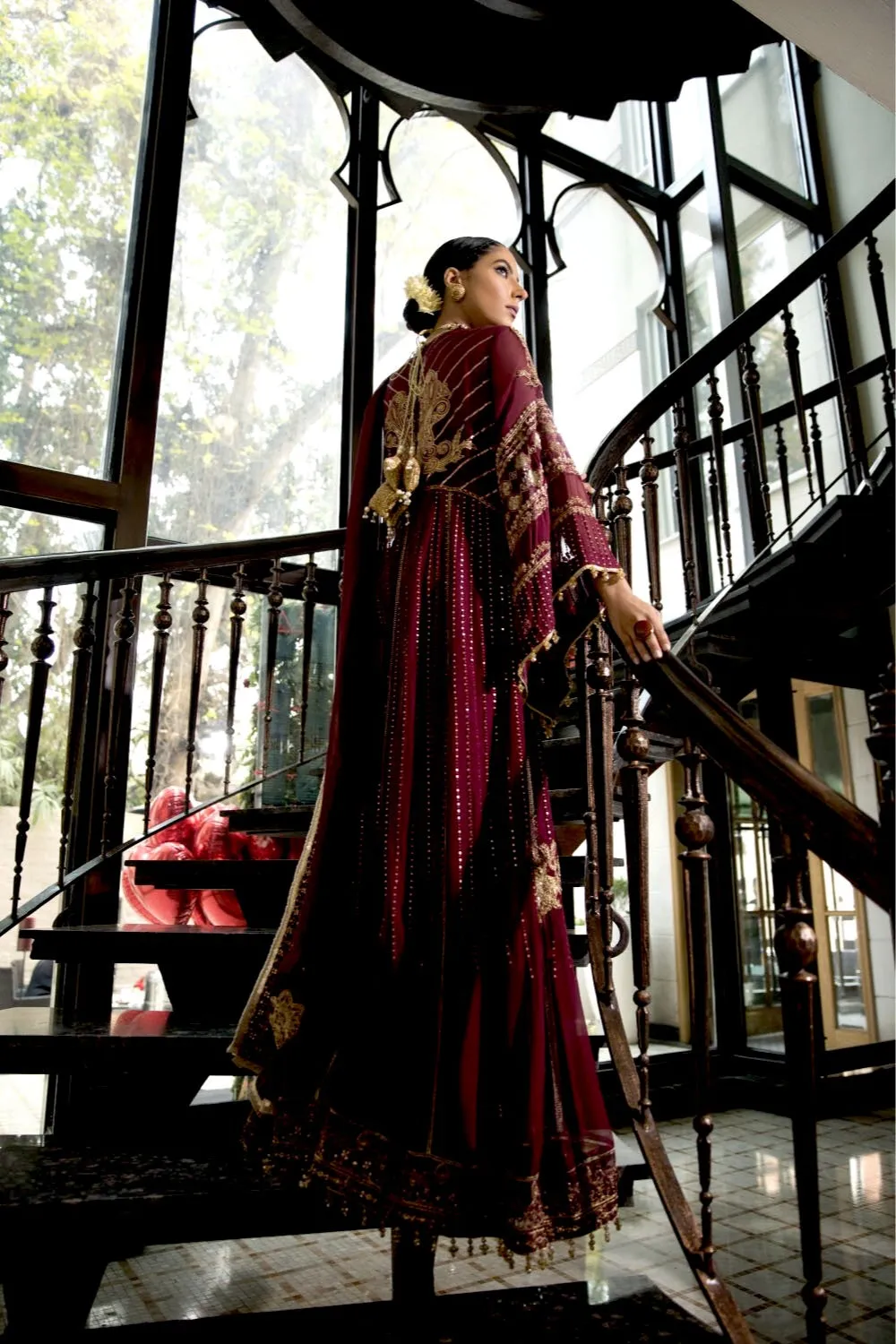 Ittehad Wedding Chiffon Collection 2021 – Borgundy Sienna