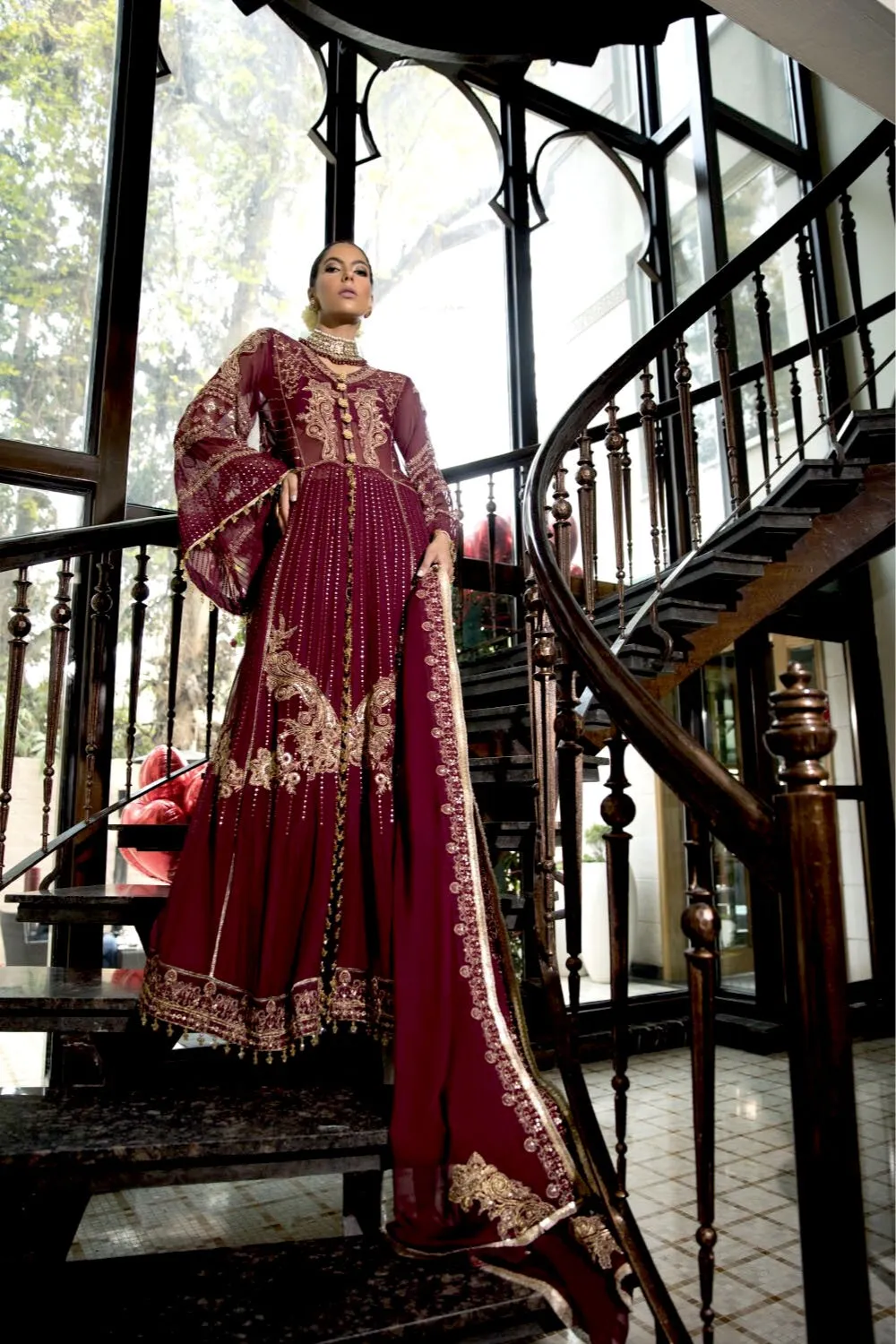 Ittehad Wedding Chiffon Collection 2021 – Borgundy Sienna