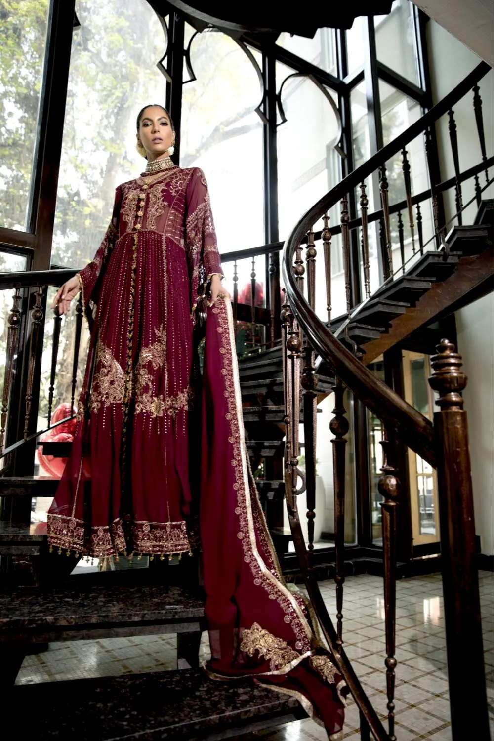 Ittehad Wedding Chiffon Collection 2021 – Borgundy Sienna