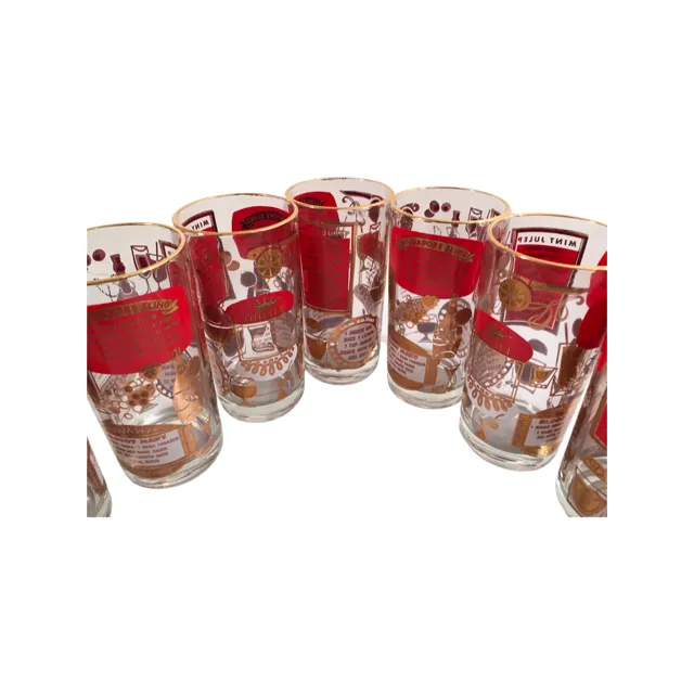 Jeannette Glassware Mid-Century This is How You Do It Glasses Set of 8