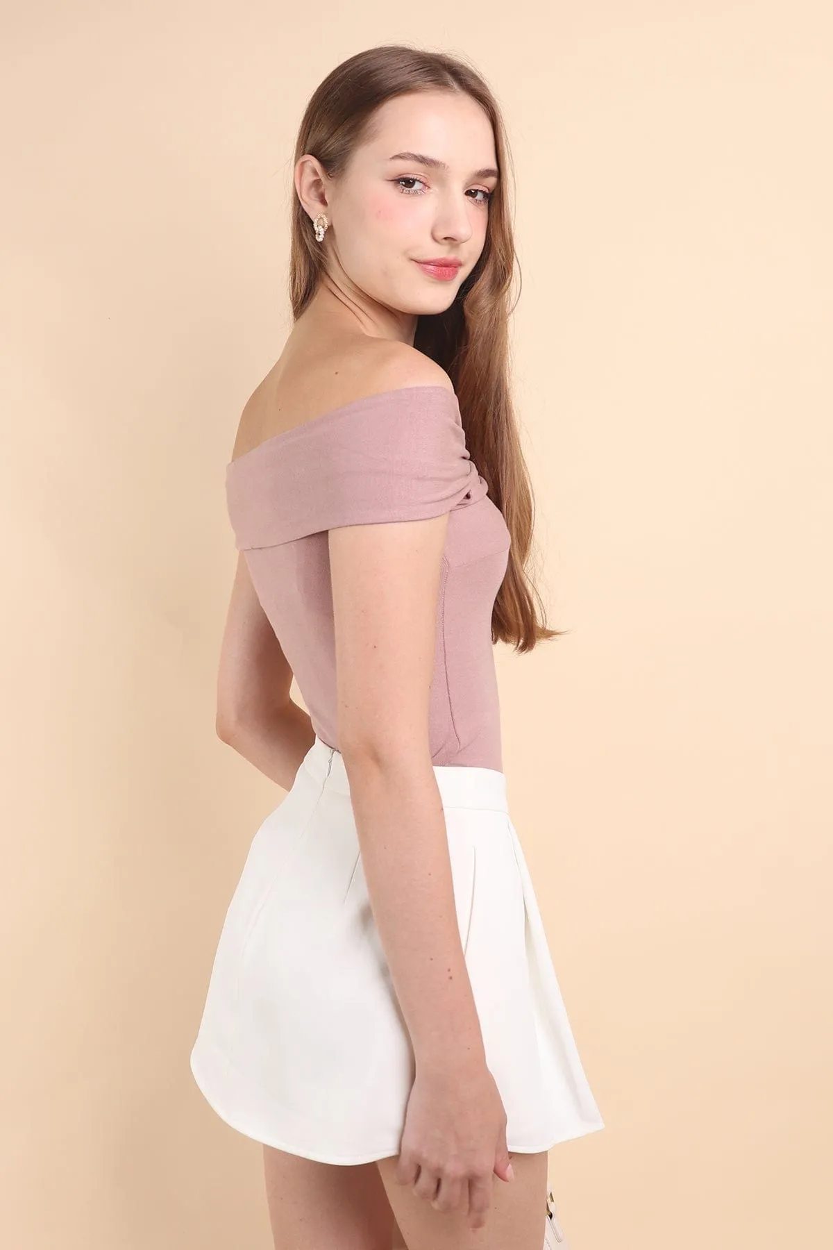KERRA TWIST KNOT TOP IN MAUVE PINK