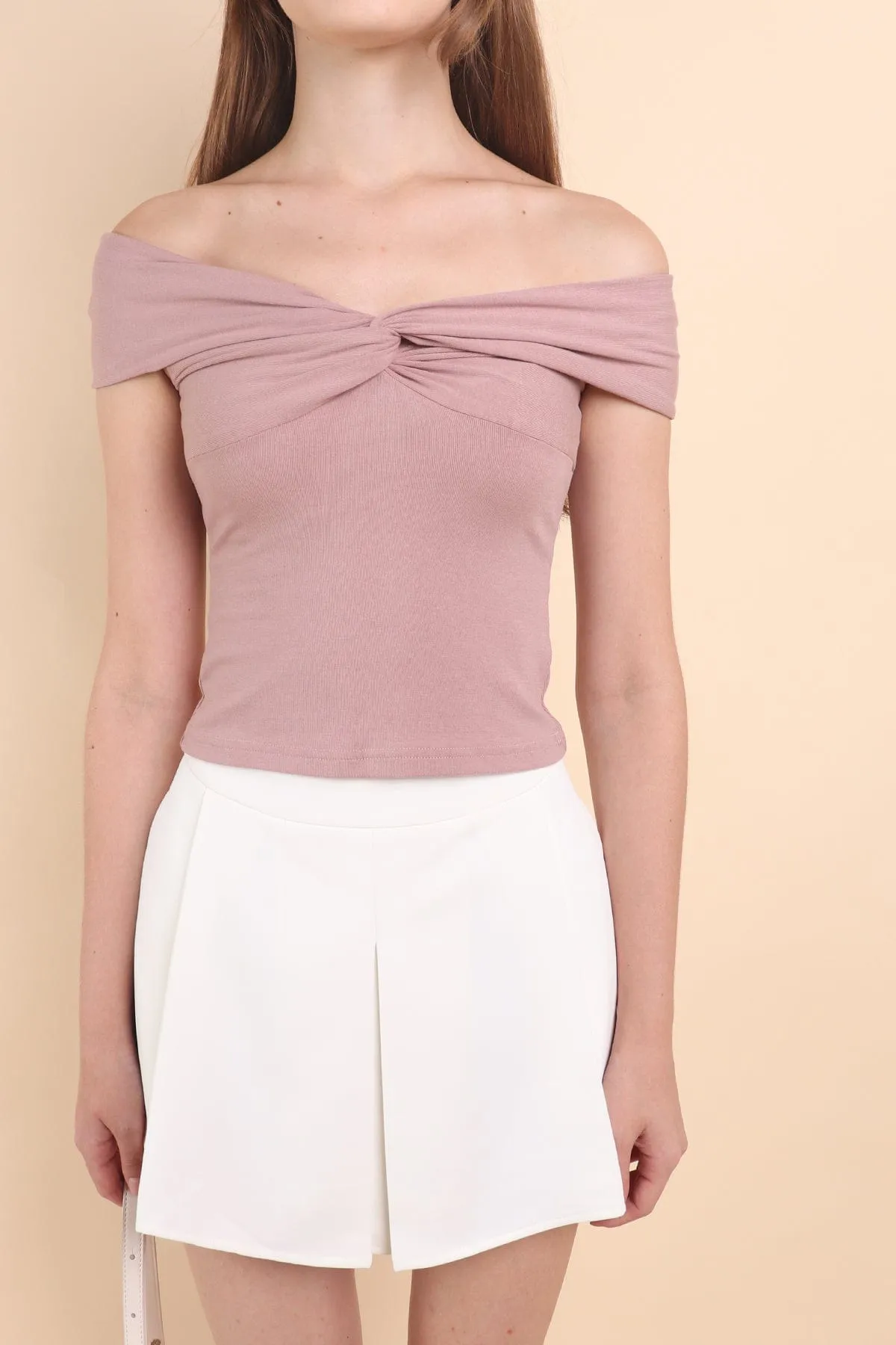 KERRA TWIST KNOT TOP IN MAUVE PINK