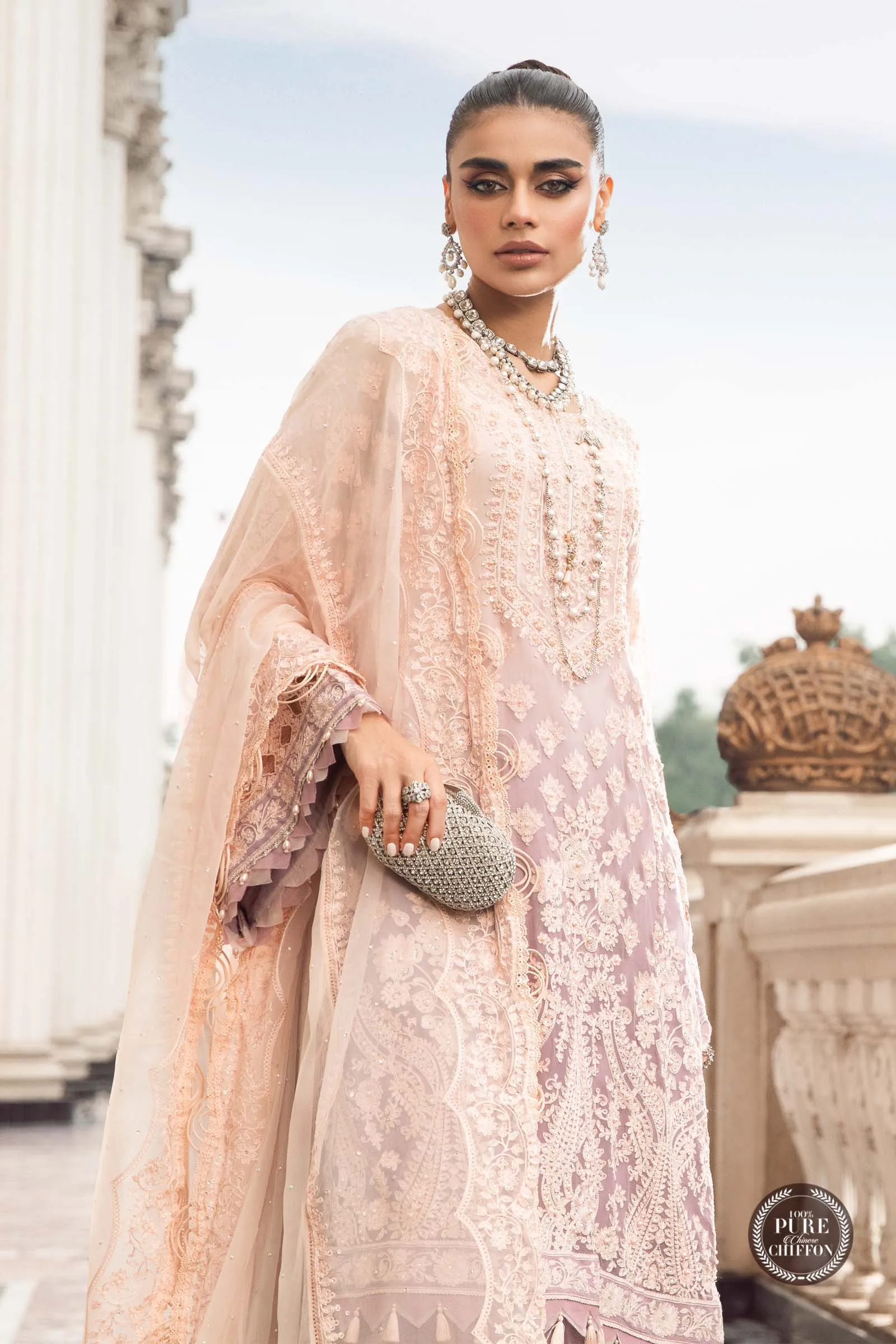 MARIA.B Luxury Chiffon Wedding Formals – MPC-23-103 Lilac