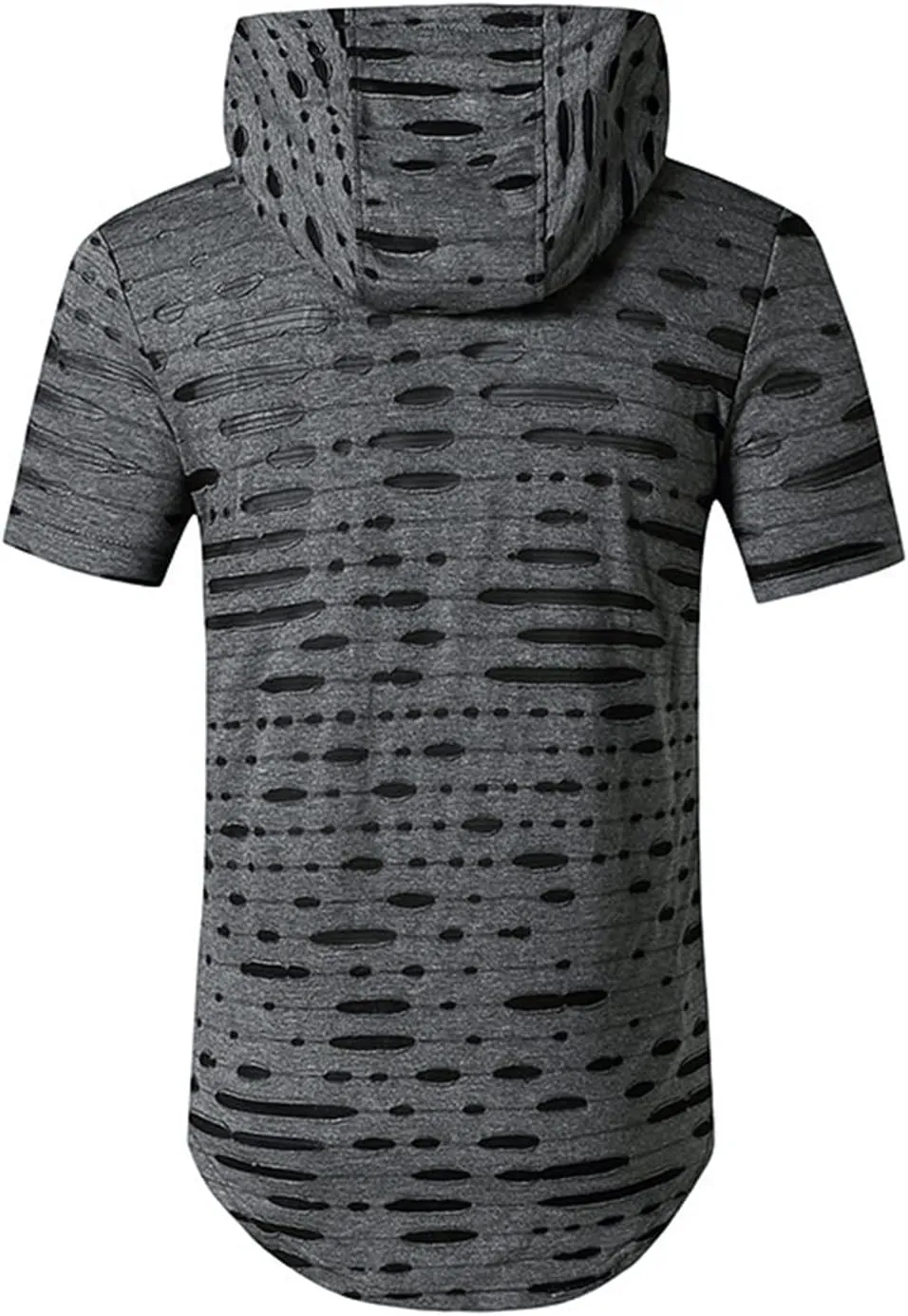 Mens Athletic Hooded Longline T Shirt Lightweight Gym Athletic Hoodie T-Shirts Casual Variety Sport Short Sleeve