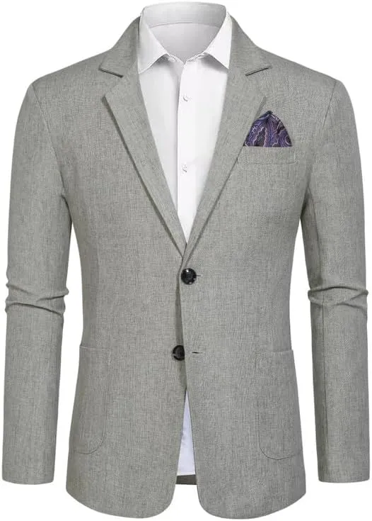 Men's Blazer Sport Coats Casual 2 Button Notched Lapel Lightweight Suit Jackets for Daily Wedding Prom
