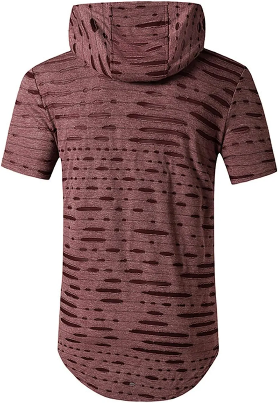Men's Distressed Asymmetrical Tee Shirts Hip Hop Longline Pullover Hoodies Tops Gym Muscle Cut Off Short Sleeve
