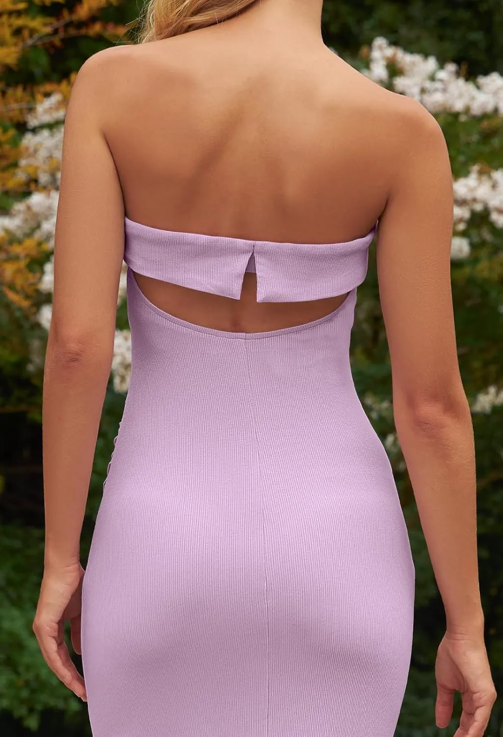 MEROKEETY Women's Strapless Bodycon Maxi Dress Sleeveless Backless Wedding Guest Cocktail Party Tube Dresses