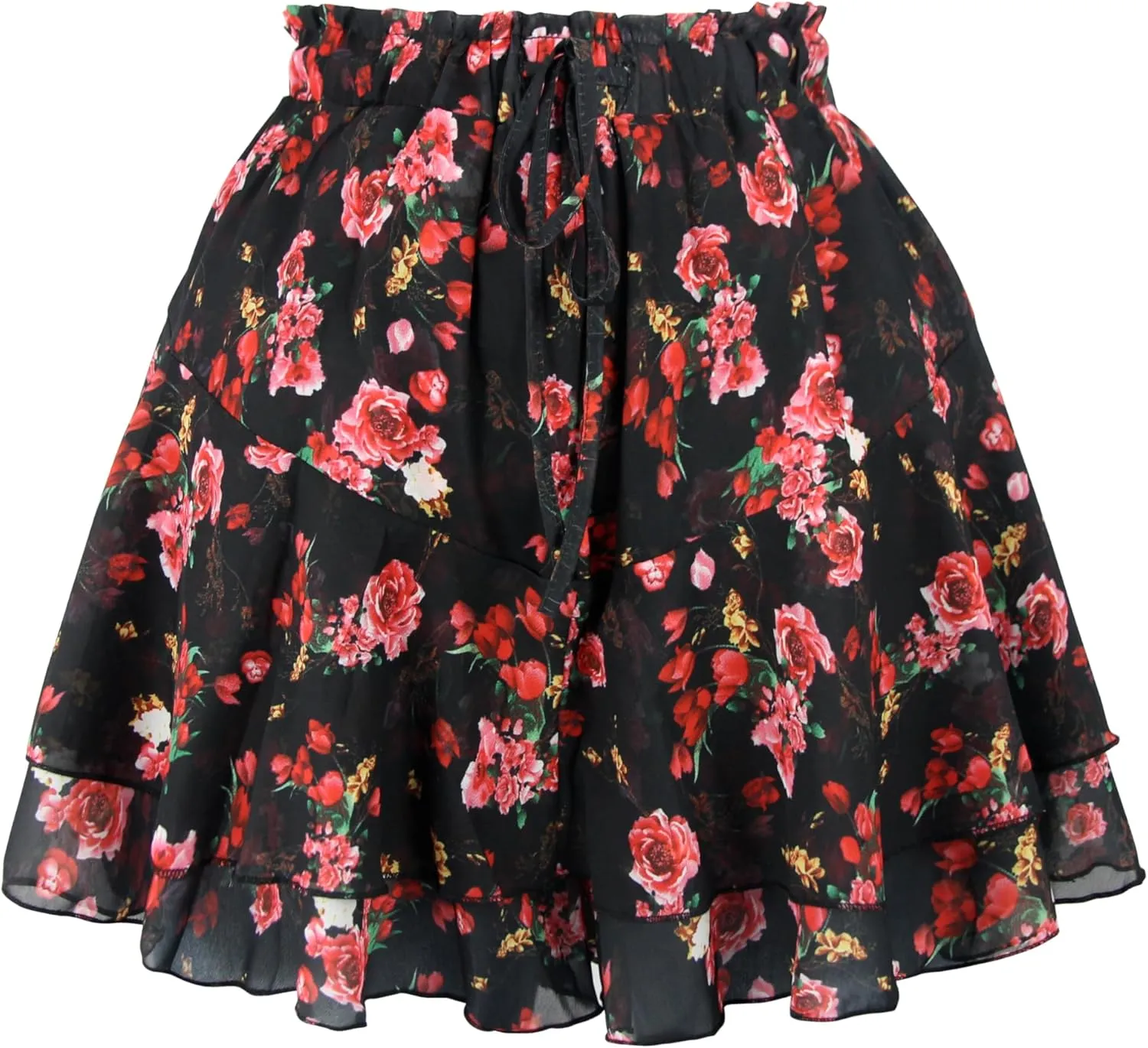Mini Skirts for Women 2025 Casual Boho Floral Skorts Layered Hem A-Line Tennis Chiffon Shorts