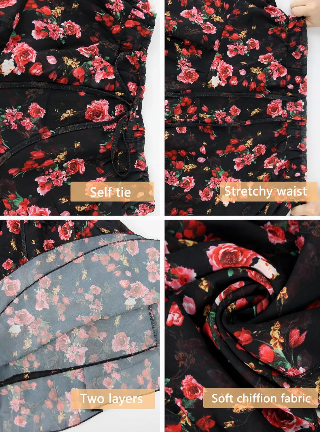 Mini Skirts for Women 2025 Casual Boho Floral Skorts Layered Hem A-Line Tennis Chiffon Shorts