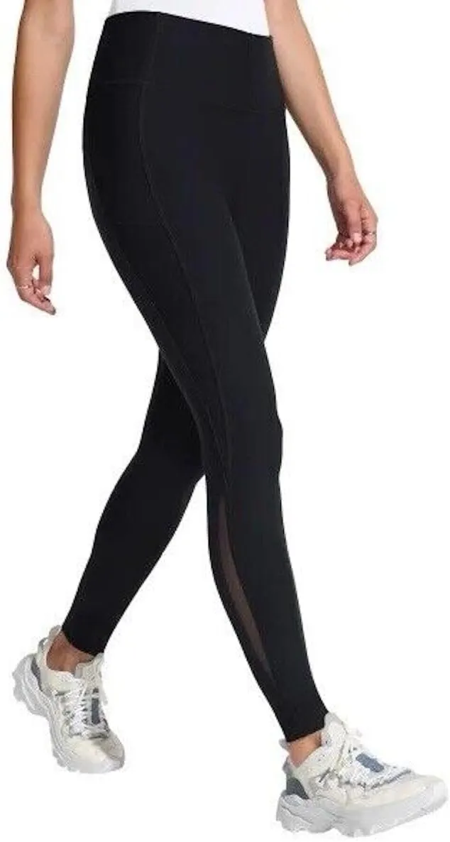 Mondetta Women's Moisture Wicking High Waist Active Legging Pant with Pockets and Mesh Detail (US, Alpha, Medium, Regular, Regular, Black)